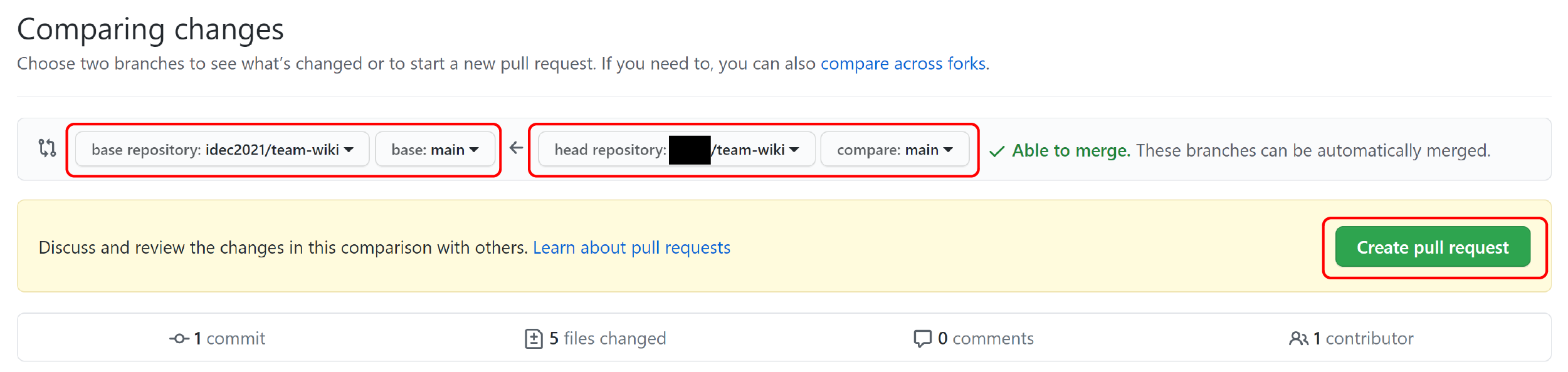 GitHub create pull request 1