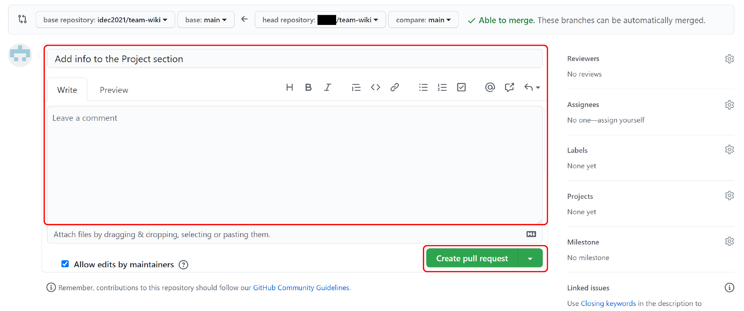 GitHub create pull request 2